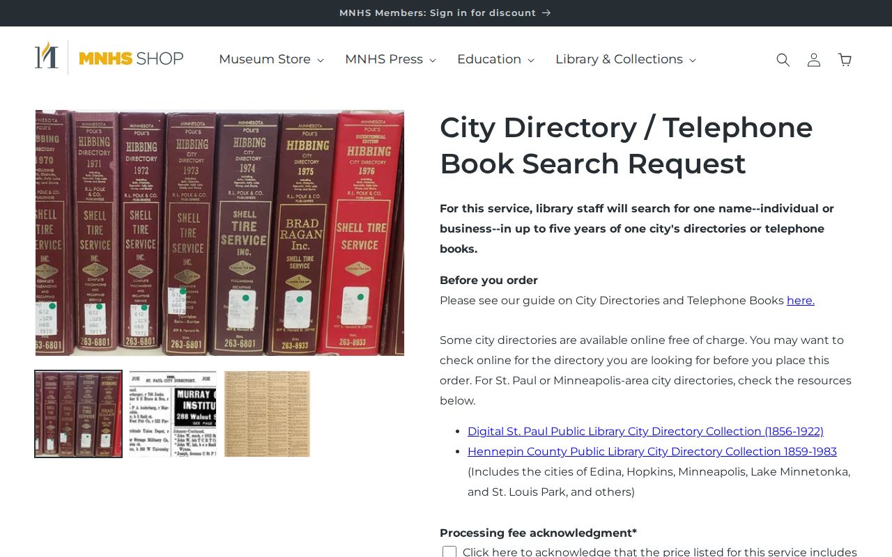 Apple Valley city directory research request and sample entry