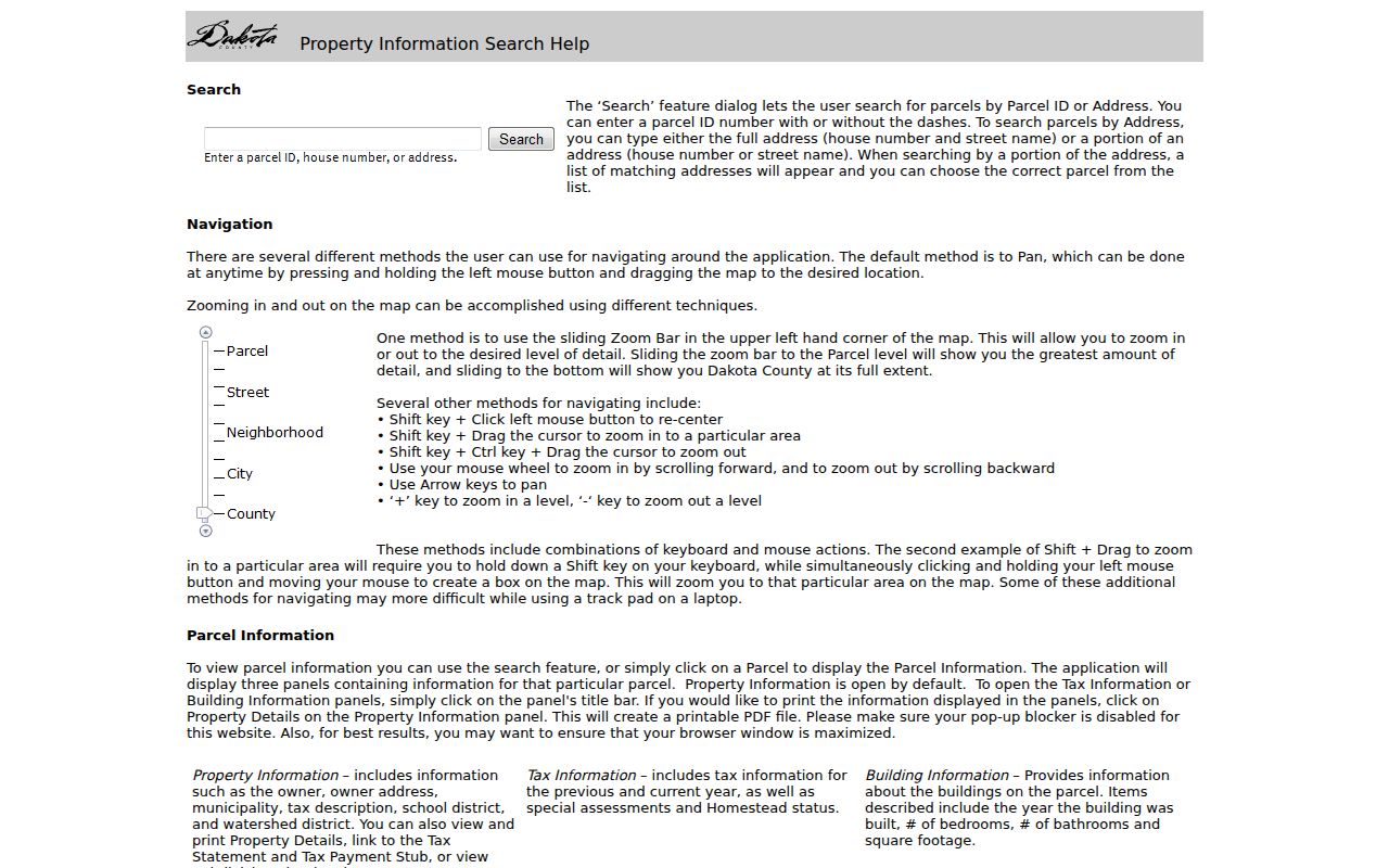 Apple Valley street directory source showing Dakota County address and parcel search help